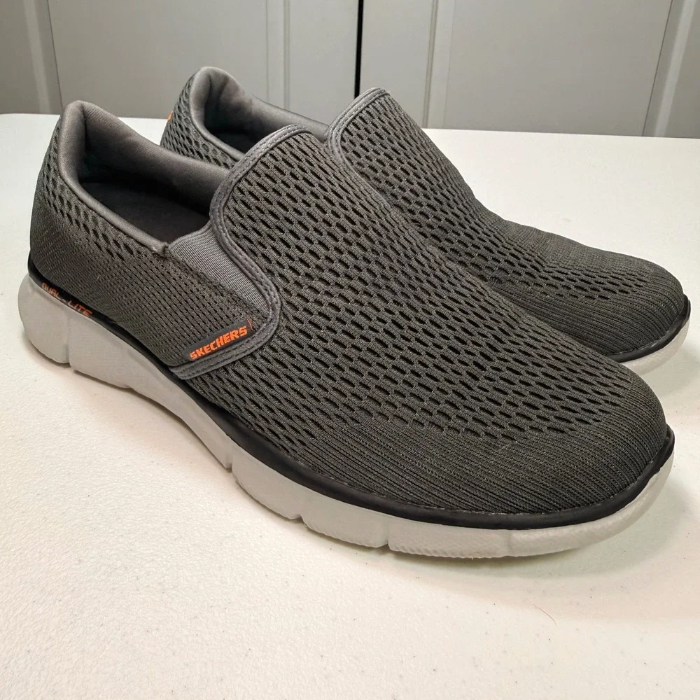 Skechers Equalizer 3.0 Charcoal Orange Mesh Slip On Walking Shoes 51509 Mens 8
